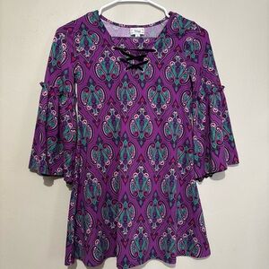 D Signed Disney Descendants Purple Paisley Top Dress Youth Size 7/8